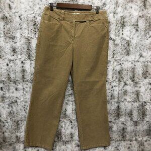Talbots High Waist Straight Leg Corduroy Pants Womens Size 14P Petite Brown
